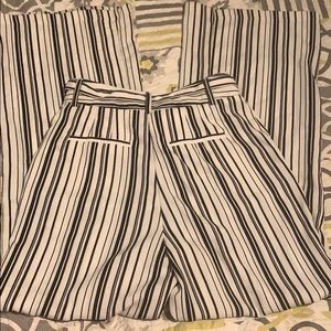 Striped wide leg belted pants
